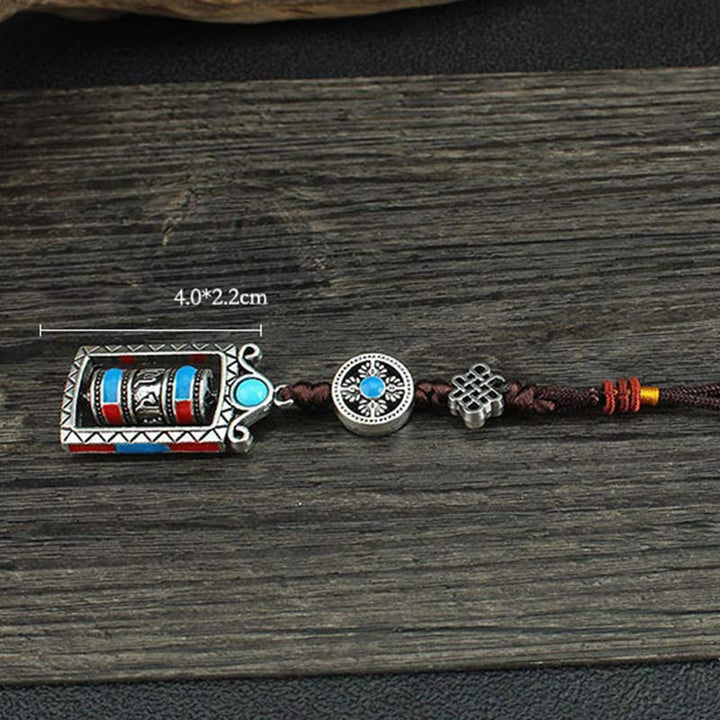 Six True Words Prayer Wheel Rotation Knot Blessing Keychain Decoration - image 14