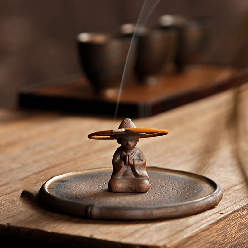 Small Person Meditation Ceramic Spiritual Healing Incense Burner - image 7