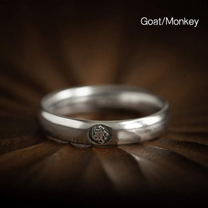 Buddha Stones 925 Sterling Silver Chinese Zodiac Natal Buddha Blessing Couple Ring - Goat/Monkey - Women - image 20