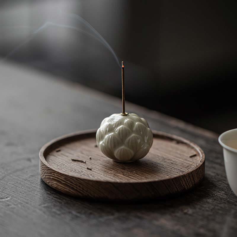 Buddha Stones Mini Lotus Flower Meditation Ceramic Stick Small Incense Burner Decoration - 3.5*3cm - image 0