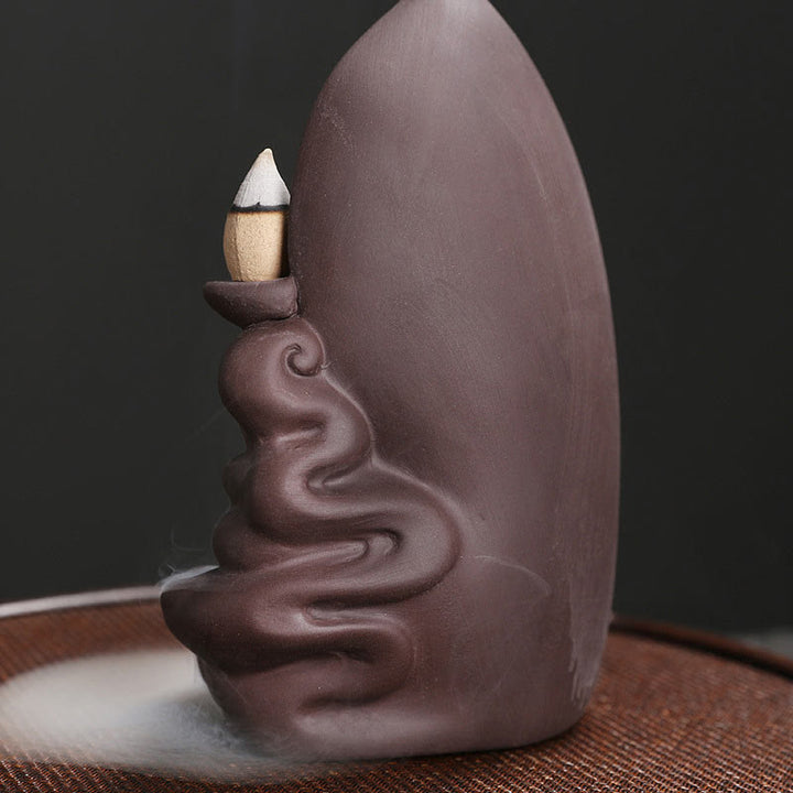 Buddha Stones Tibetan Avalokitesvara Buddha Lotus Healing Backflow Smoke Fountain Incense Burner - image 15