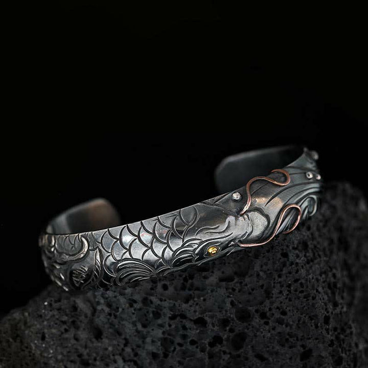 999 Sterling Silver 990 Gold Koi Fish Luck Wealth Success Bracelet Bangle - Koi Fish (Luck ♥ Prosperity) - image 0