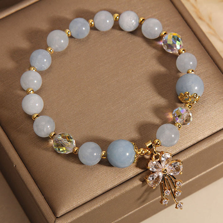 Buddha Stones Aquamarine Pink Crystal Healing Zircon Butterfly Charm Bracelet - image 2