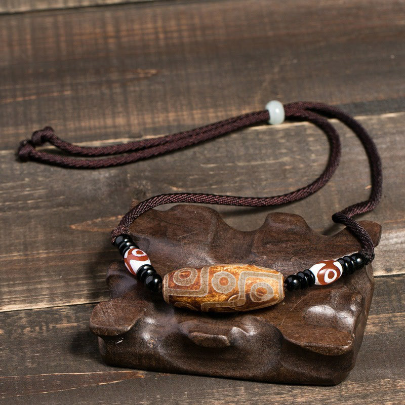 Buddha Stones Tibetan Nine-Eye Dzi Bead Protection String Necklace - image 8