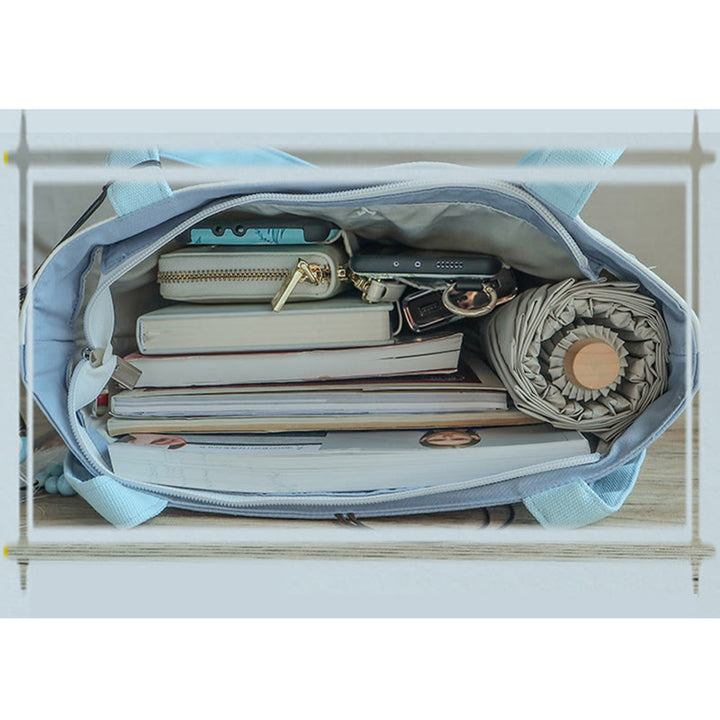 Pear Flower Plum Peach Blossom Bamboo Embroidery Canvas Large Capacity Shoulder Bag Tote Bag - image 13