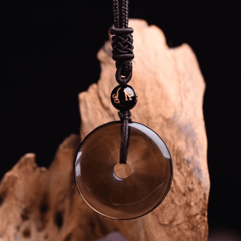 Buddha Stones Tibetan Obsidian Protection Necklace