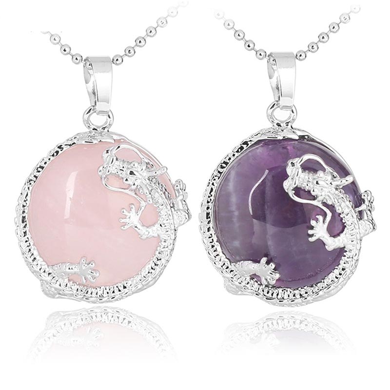 Buddha Stones Chinese Dragon Natural Quartz Crystal Healing Energy Necklace Pendant - image 1