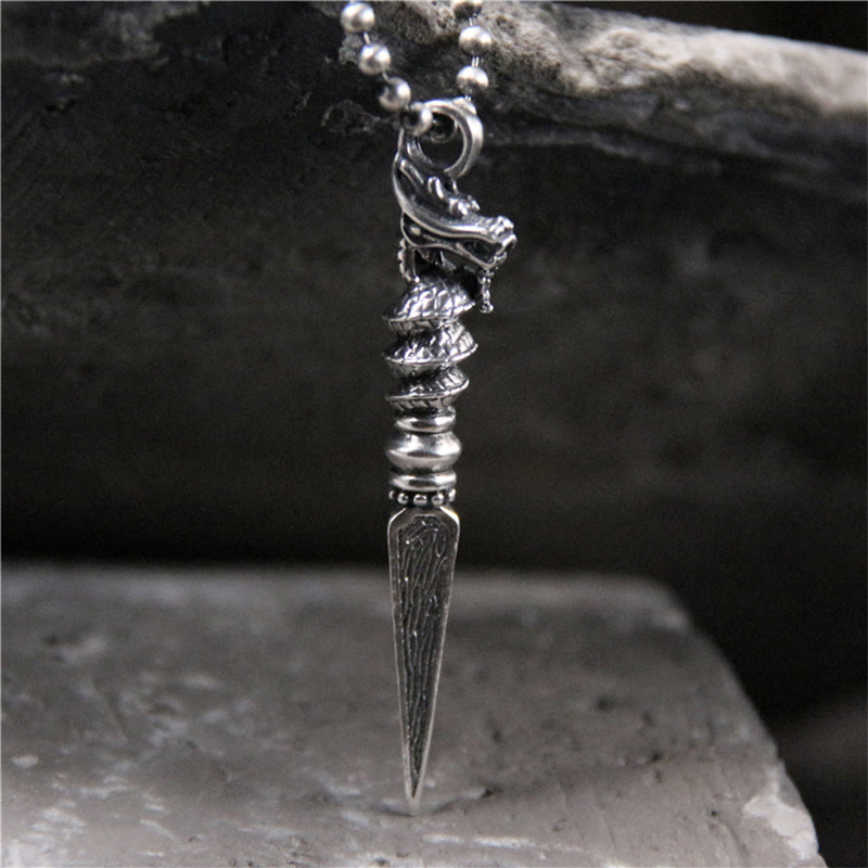 ❗❗❗A Flash Sale- Buddha Stones 925 Sterling Silver Year of the Dragon Design Dorje Vajra Protection Necklace Pendant - 925 Sterling Silver - image 0