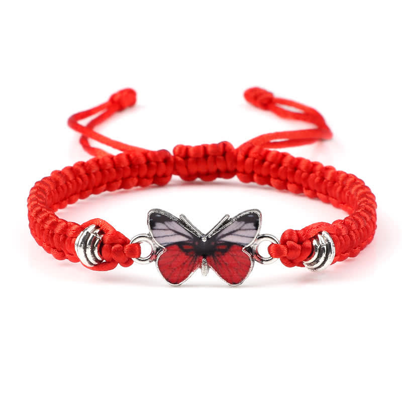 Buddha Stones Butterfly Freedom Love String Charm Bracelet - Red-Red Butterfly - image 10