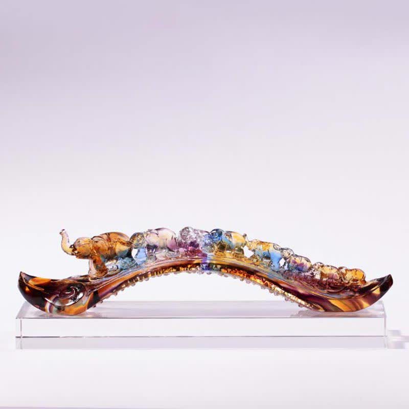 Handmade Liuli Crystal Ruyi Elephant Art Piece Home Decoration With Crystal Base - image 0