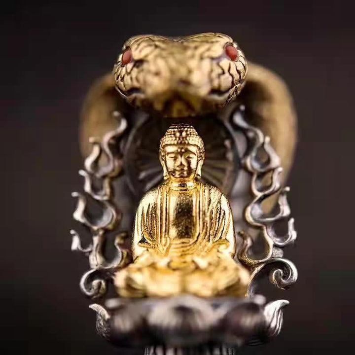 Buddha Stones Tibetan Om Mani Padme Hum Buddha Wealth Rotation Necklace Vajra Pendant - image 3