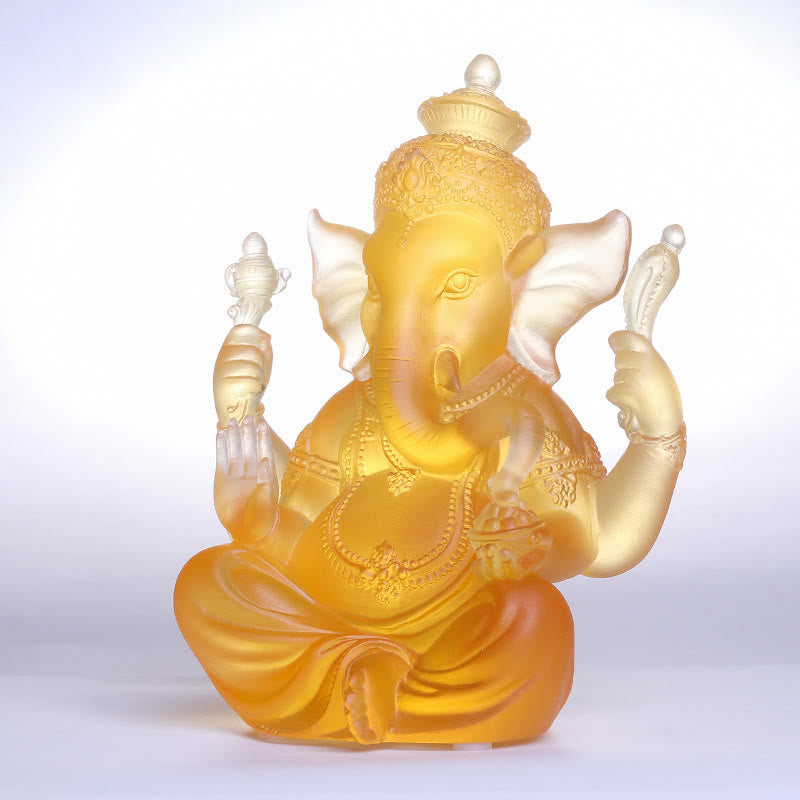 Buddha Stones Handmade Ganesh Ganpati Elephant Figurine Liuli Crystal Art Piece Protection Statue Home Decoration - image 2