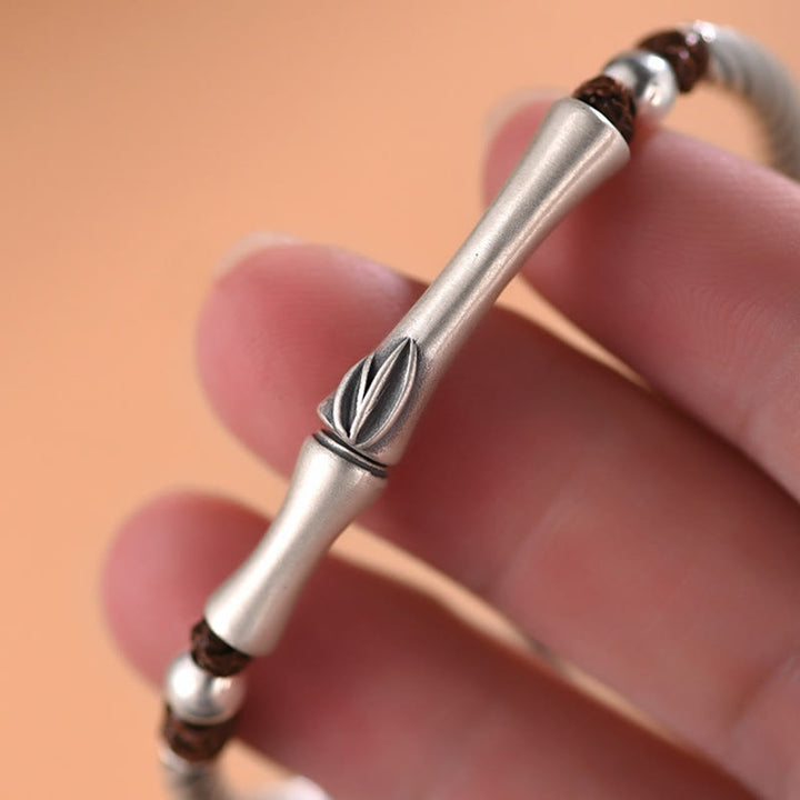 999 Sterling Silver Bamboo Pattern Cicada Luck Wealth Bracelet - image 9