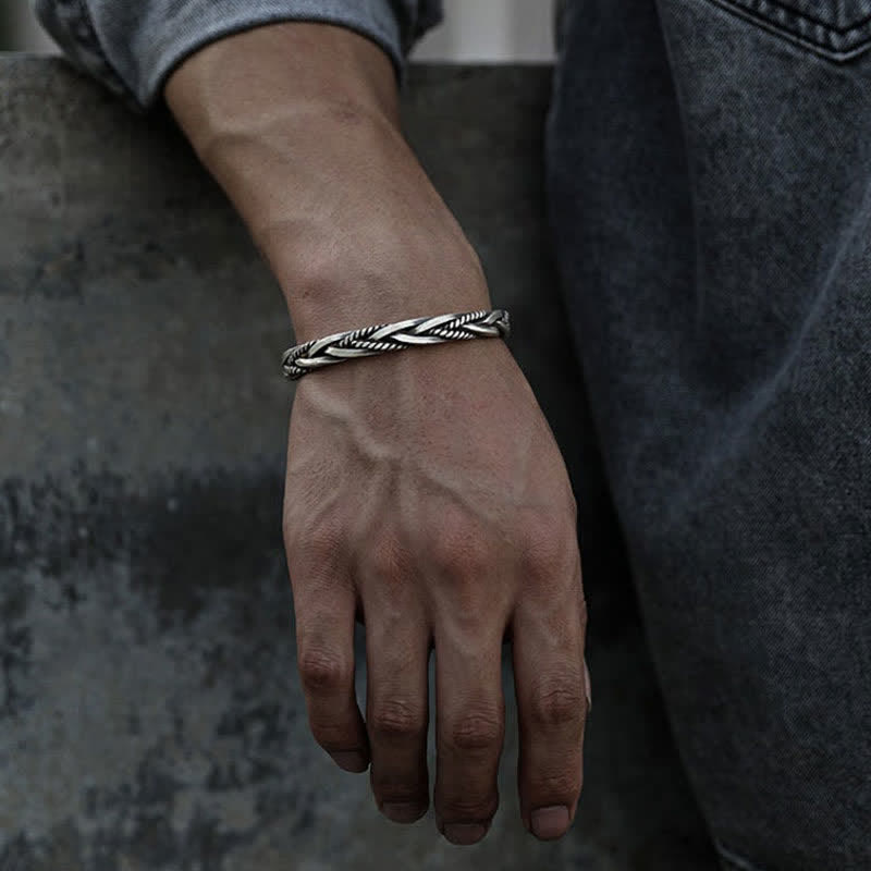 Buddha Stones Viking Style Twisted Braided Pattern Copper Balance Bracelet Bangle - image 8