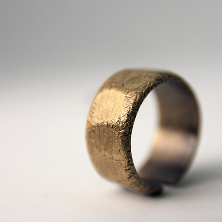 Tibetan Simple Design Copper Brass Frosted Wealth Ring - image 14