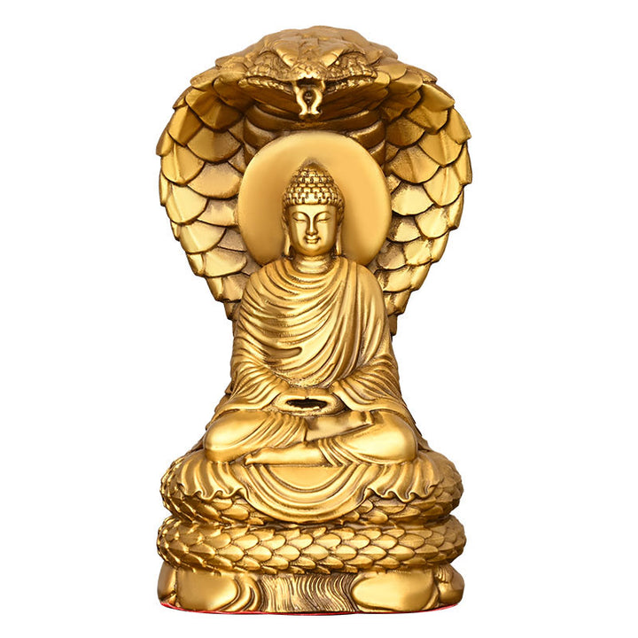 Buddha Stones Buddha Shakyamuni Snake Figurine Serenity Copper Statue Home Offering Decoration - image 6
