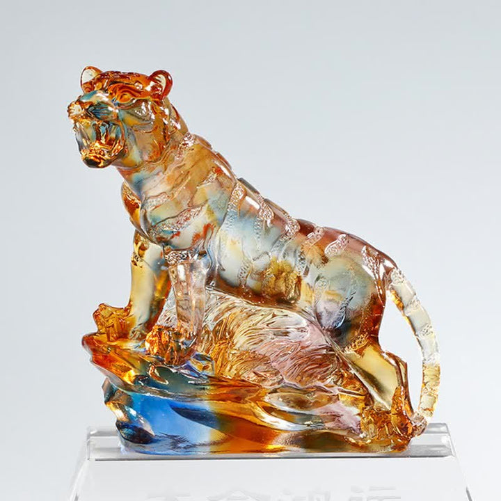 Handmade Liuli Crystal Tiger Art Piece Protection Home Decoration - image 2