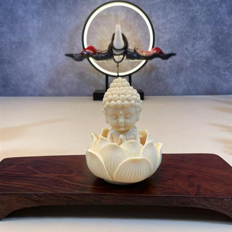 Buddha Stones Mini Ivory Fruit Tathagata Buddha Lotus Kwan Yin Avalokitesvara Manjusri Samantabhadra Serenity Desk Decoration