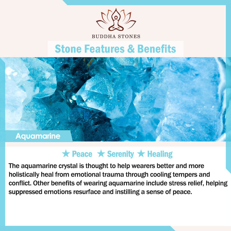 Buddha Stones Natural Aquamarine Flower Healing Crystal Bracelet