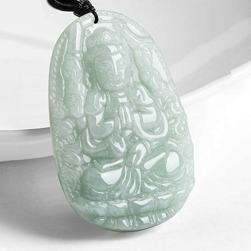 Buddha Stones Chinese Zodiac Natal Buddha Jade Wealth Prosperity Necklace Pendant - Rat - image 1