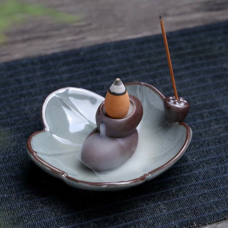 Lotus Plum Blossom Square Ceramic Spiritual Backflow Incense Burner - image 12