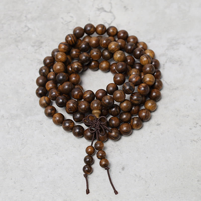 Buddha Stones 108 Mala Beads Bracelet Prayer Meditation Sandalwood Elastic - image 2