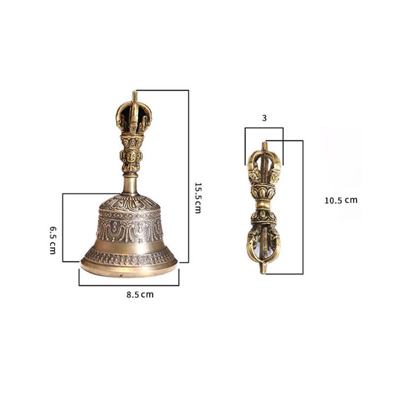 Tibetan Meditation Bell and Vajra Dorje Copper Enlightenment Decoration Set - image 13