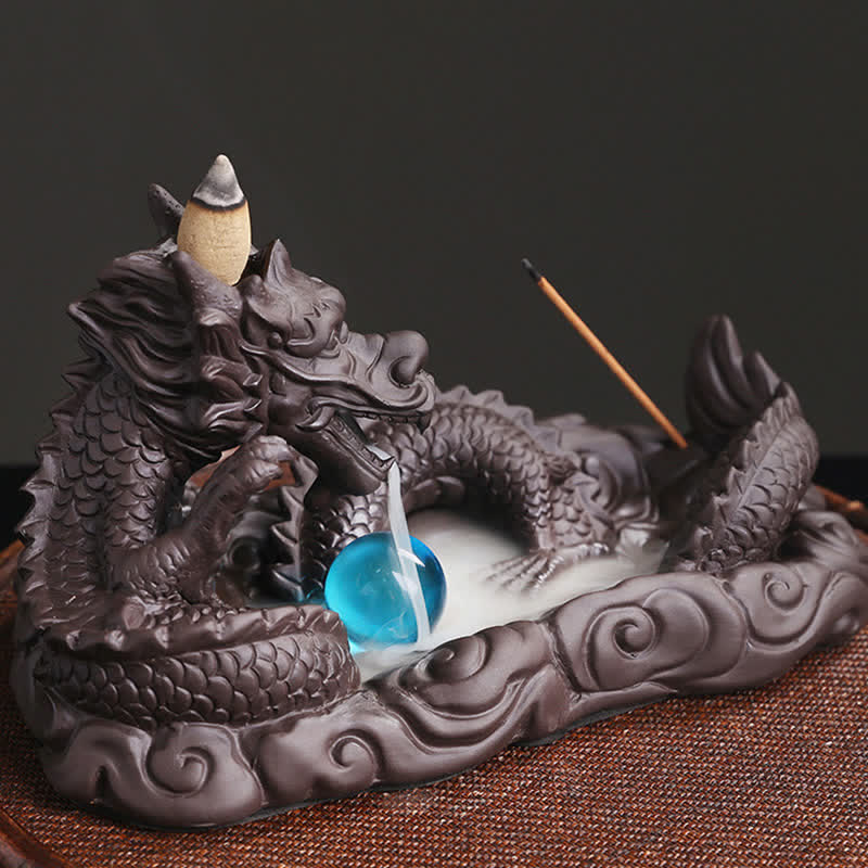 Dragon Playing Ball Flower Protection Incense Burner Decoration - image 5