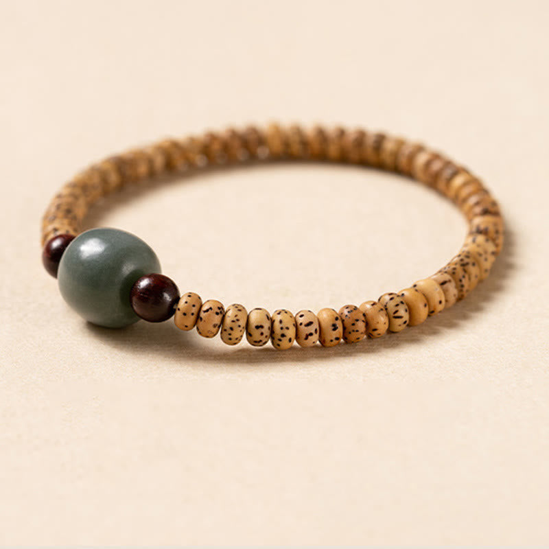 Buddha Stones Bodhi Seed Small Leaf Red Sandalwood Wisdom Bracelet