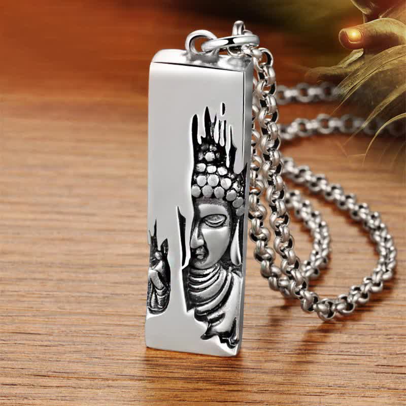 Buddha Stones Tathagata Buddha Strength Protection Amulet Lucky Vintage Style Pendant Necklace - image 4