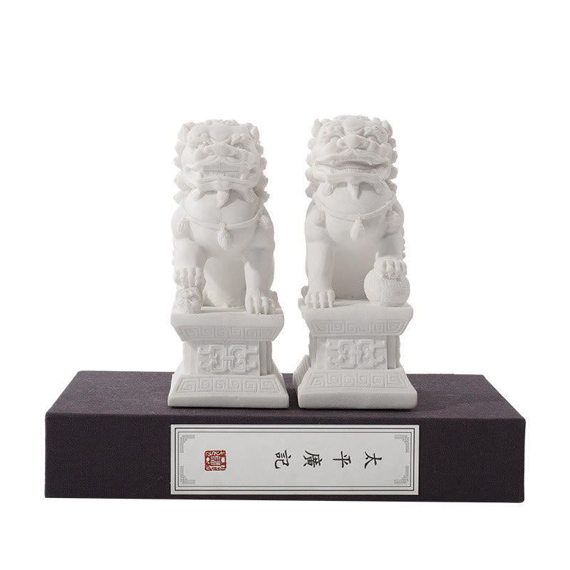 2Pcs Lion Statue Courage Strength Resin Home Office Decoration - A Pair of Lions-White - image 3