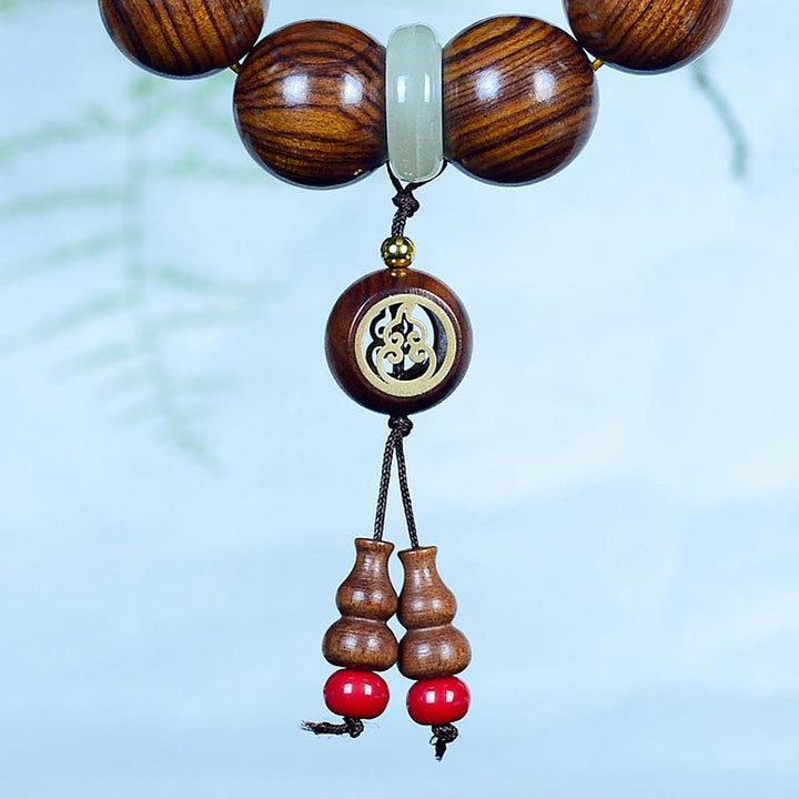 Buddha Stones Rosewood Warmth Calm Gourd Charm Bracelet