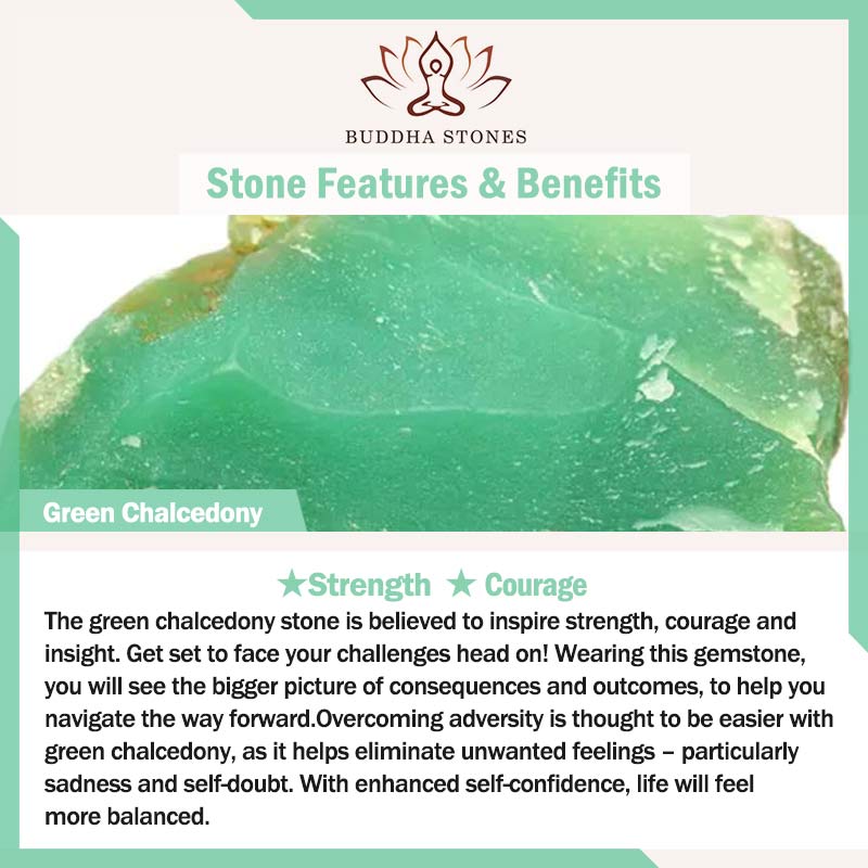 Buddha Stones Green Chalcedony Peace Buckle Design Strength Necklace Pendant