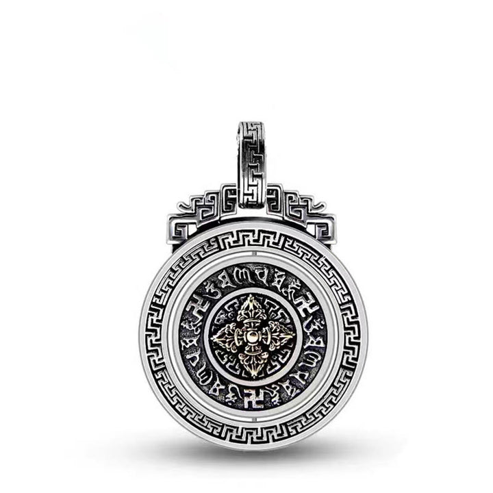 Buddha Stones Tibetan Om Mani Padme Hum Double Dorje Vajra Rotatable Purity Peace Necklace Pendant - image 16