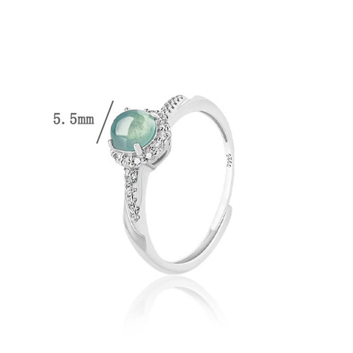 Buddha Stones 925 Sterling Silver Round Jade Luck Prosperity Adjustable Ring - image 9