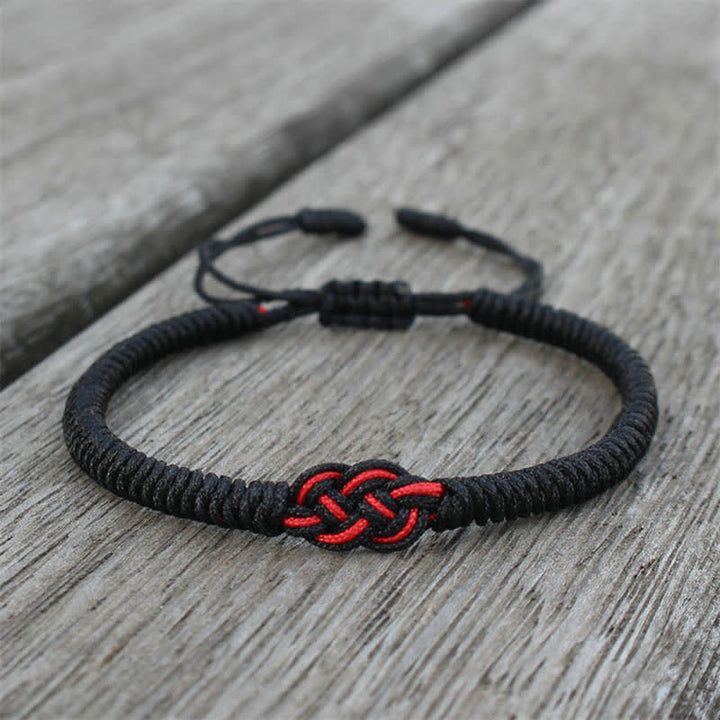 Buddha Stones 2Pcs Tibetan Luck Chinese Knot Protection String Bracelet