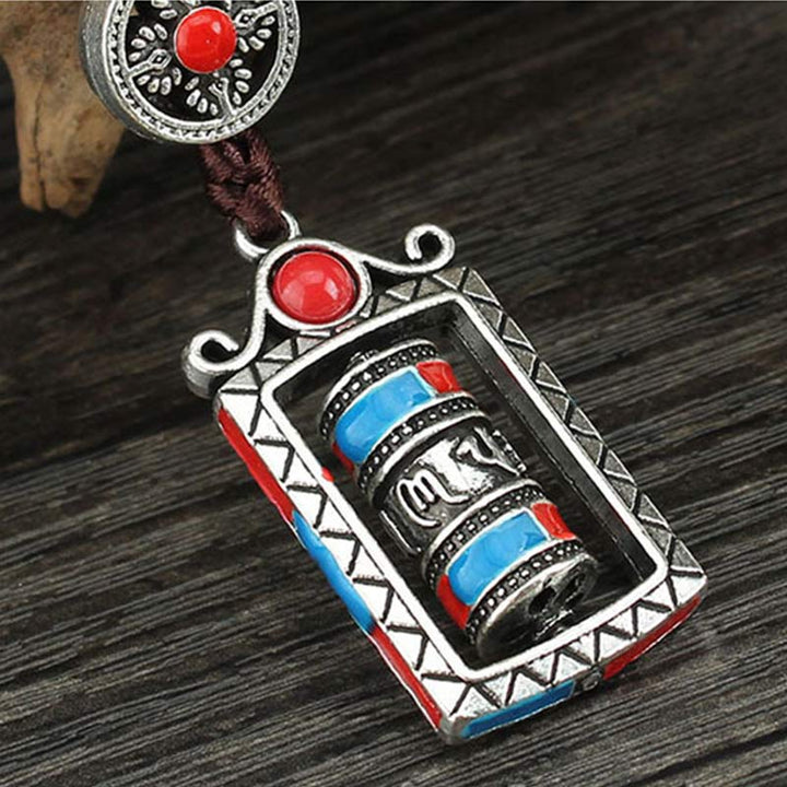 Six True Words Prayer Wheel Rotation Knot Blessing Keychain Decoration - image 11