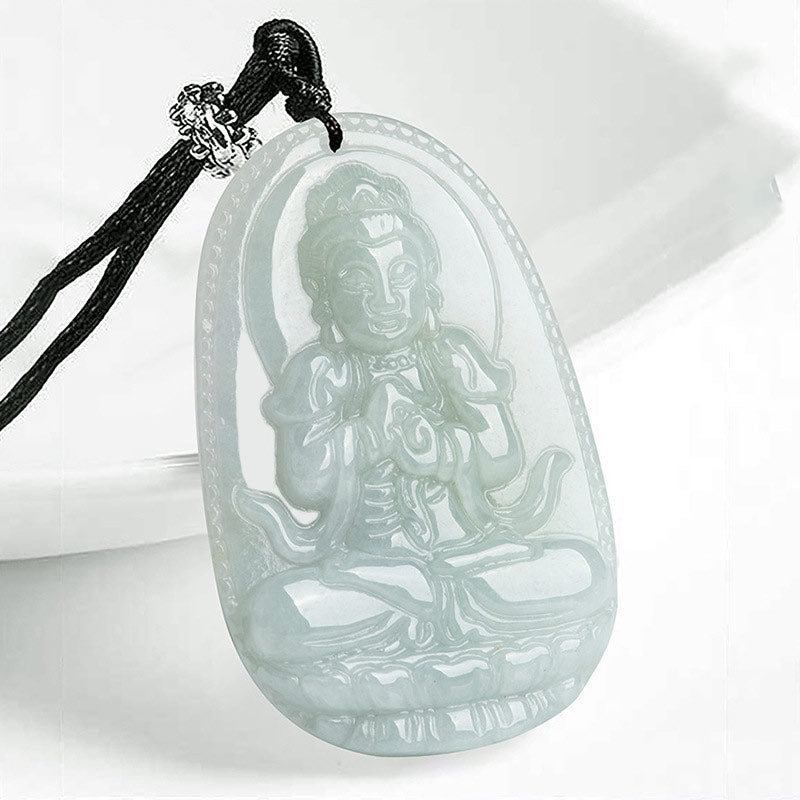 Buddha Stones Chinese Zodiac Natal Buddha Jade Wealth Prosperity Necklace Pendant - Goat/Monkey - image 13