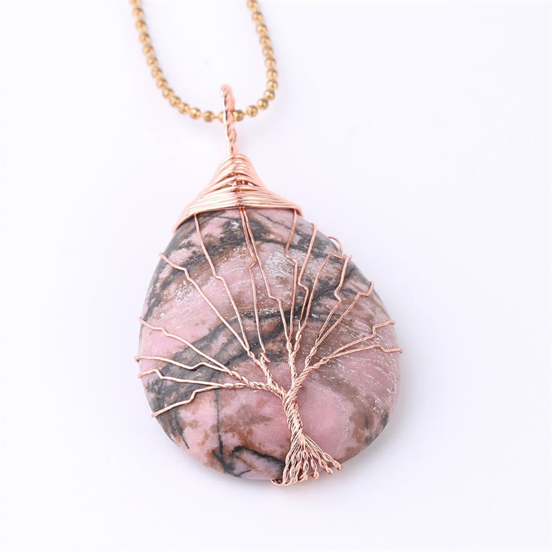Buddha Stones Natural Quartz Crystal Tree Of Life Healing Energy Necklace Pendant - image 14
