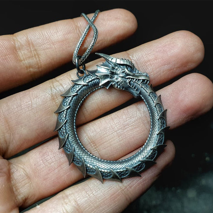 Buddha Stones Pure Tin Dragon Snake Protection Necklace Pendant - image 3