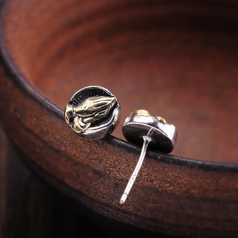 925 Sterling Silver Namaste Equality Stud Earrings - image 5