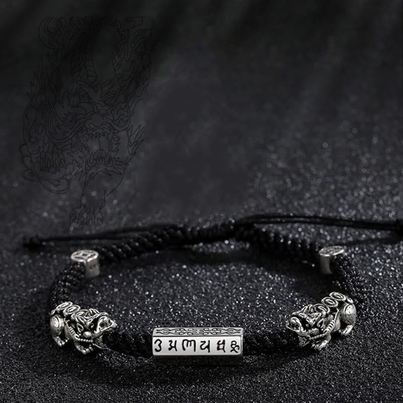 Buddha Stones Double PiXiu Feng Shui Copper Coin Om Mani Padme Hum String Bracelet - image 13