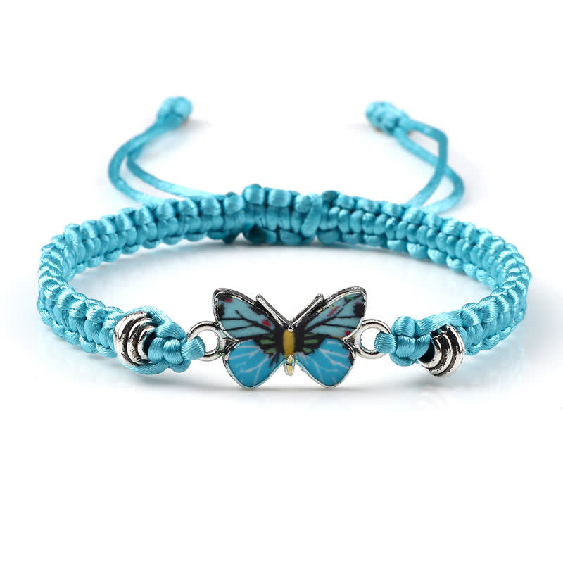 Buddha Stones Butterfly Freedom Love String Charm Bracelet - Light Blue-Blue Butterfly - image 28