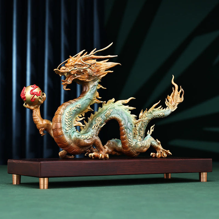  ❗❗❗A Flash Sale- Buddha Stones Year Of The Dragon Auspicious Dragon Brass Copper Luck Success Office Decoration - Golden Dragon 31cm*10.5cm*19cm - image 0