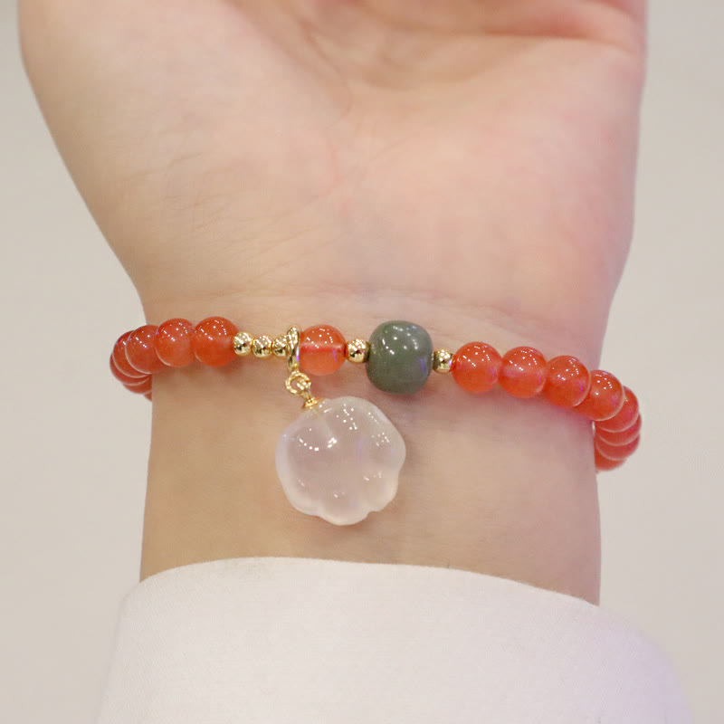 Buddha Stones Red Agate Chalcedony Cat Paw Jade Confidence Bracelet - image 2