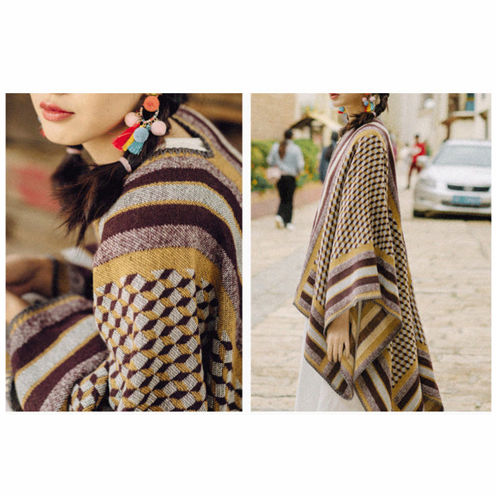 Tibetan Shawl Classic Pattern Winter Cozy Warm Travel Scarf Wrap - image 20