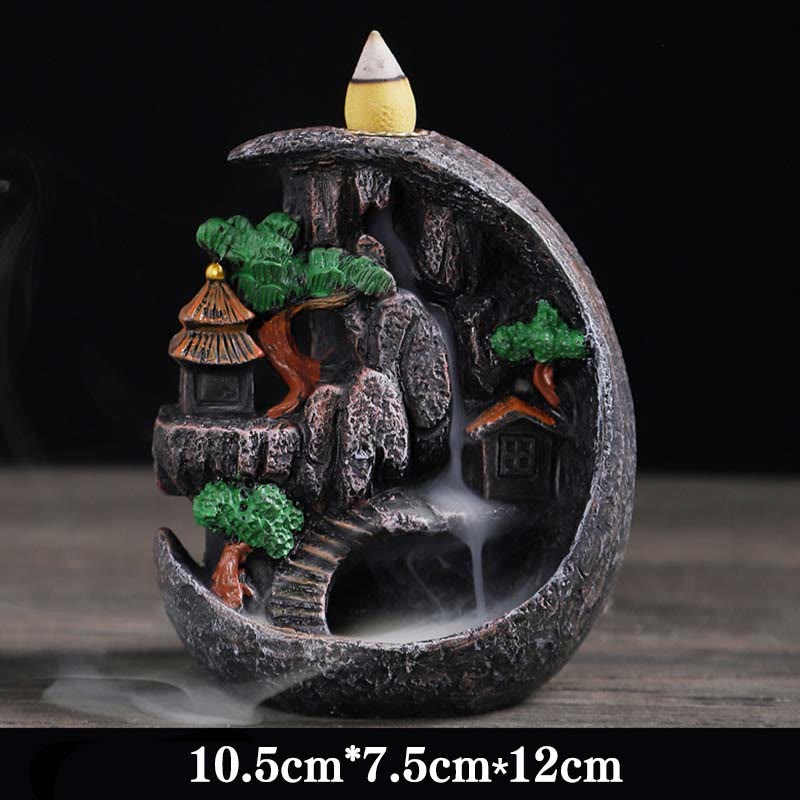 Mountain Bridges Pattern Meditation Resin Backflow Incense Burner - Realm of the Sky 10.5*7.5*12cm - image 15