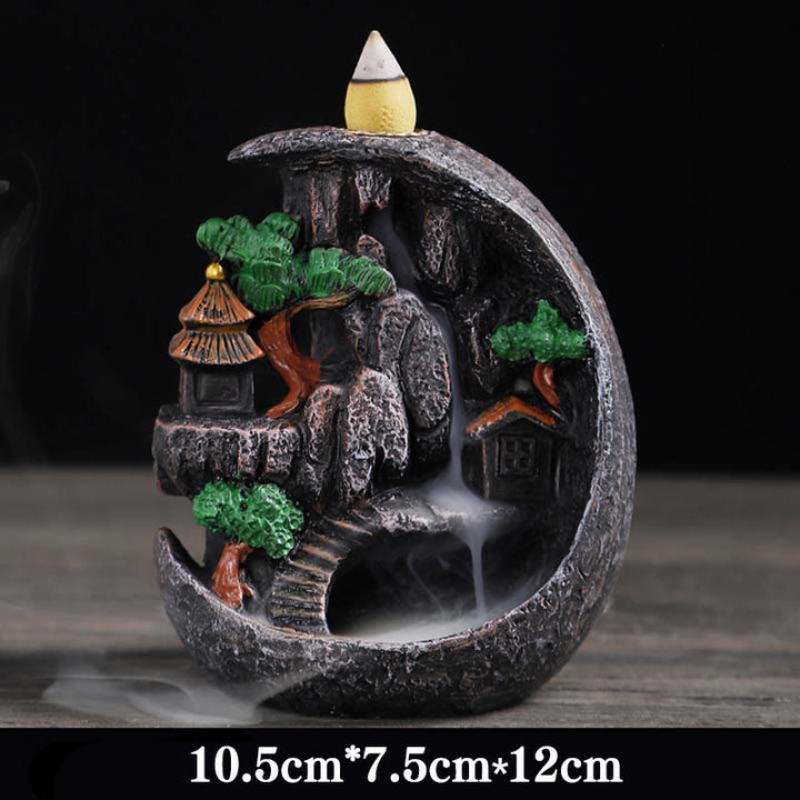 Mountain Bridges Pattern Meditation Resin Backflow Incense Burner - Realm of the Sky 10.5*7.5*12cm - image 15