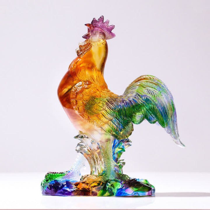 Handmade Liuli Crystal Rooster Art Piece Home Decoration - image 10