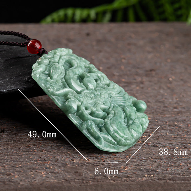 Buddha Stones Chinese Zodiac Dragon Jade Strength Necklace String Pendant - image 6